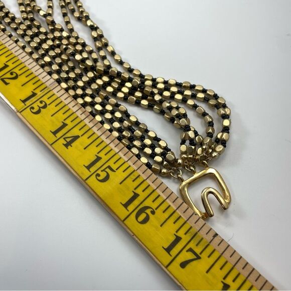 Kenneth Jay Lane Gold Tone Square Black Round Beaded 10 Layer Statement Neckace - Picture 7 of 7